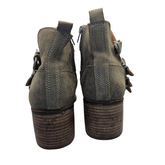 Lucky Brand Loreniah Suede Buckle Booties 8.5M Leather Heeled Ankle Boots - Picture 6 of 16